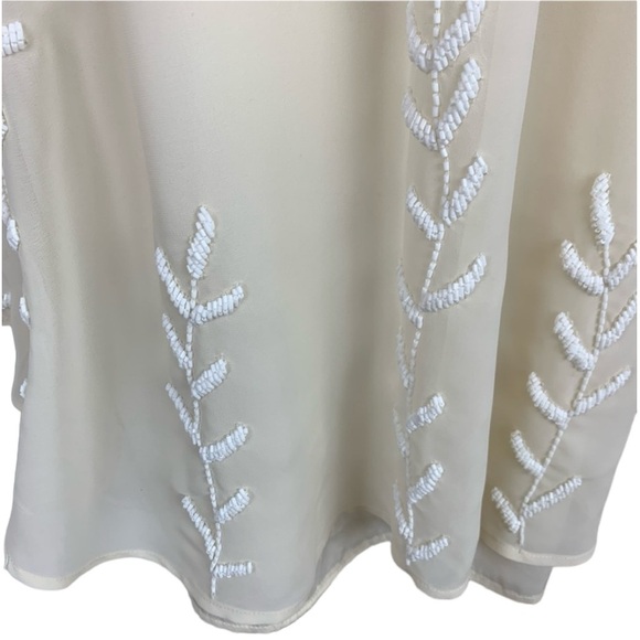 Free People Beaded Pointed Cape Drape Mini Dress Chiffon Sheer Cream Small - Picture 12 of 14